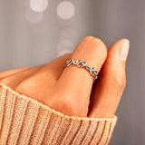 Knotted Hearts 925 Sterling Silver Open Ring - Trendsi