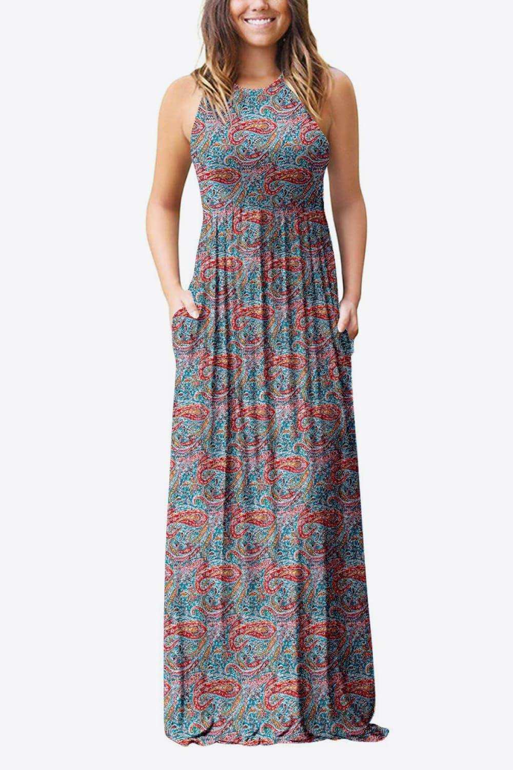 Empire Waist Sleeveless Dress with Pockets - Trendsi - Flyclothing LLC