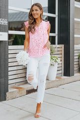 Floral Tie Neck Ruffled Sleeveless Top - Trendsi - Flyclothing LLC