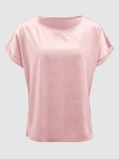 Round Neck Short Sleeve T-Shirt - Trendsi - Flyclothing LLC