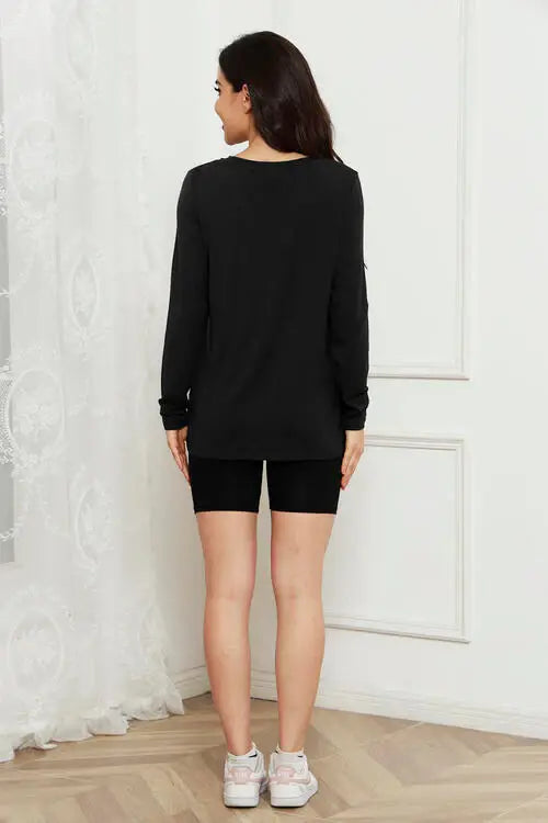 Basic Bae Full Size V-Neck Long Sleeve Top - Trendsi - Flyclothing LLC