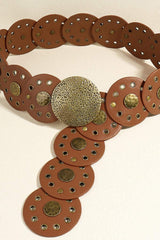 Round Shape PU Leather Belt - Trendsi - Flyclothing LLC