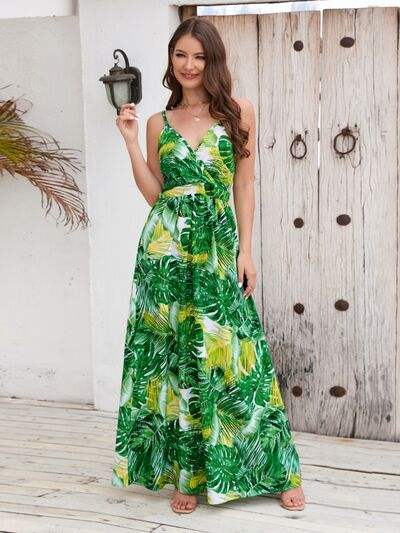 Printed Surplice Spaghetti Strap Dress - Trendsi - Flyclothing LLC
