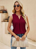 Eyelet Notched Tank - Trendsi - Flyclothing LLC