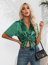 Button Up Collared Neck Shirt - Trendsi - Flyclothing LLC