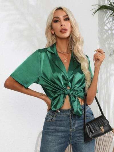 Button Up Collared Neck Shirt - Trendsi - Flyclothing LLC