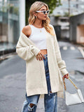 Long Sleeve Waffle-Knit Cardigan - Trendsi