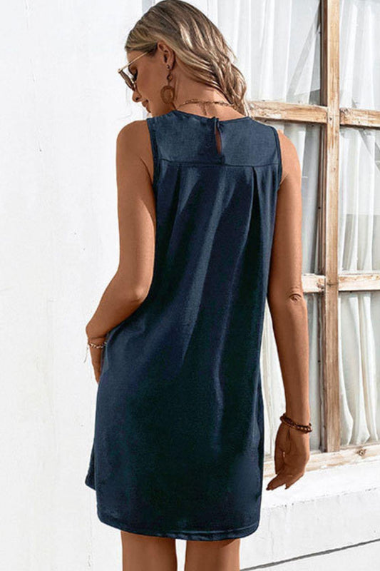 Round Neck Sleeveless Mini Dress - Trendsi