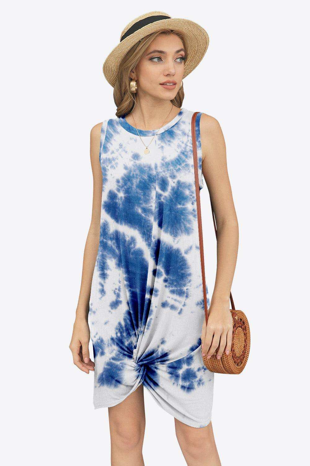 Tie-Dye Twisted Round Neck Sleeveless Dress - Trendsi - Flyclothing LLC