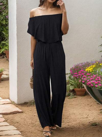 Off-Shoulder Wide Leg Jumpsuit - Trendsi - Flyclothing LLC