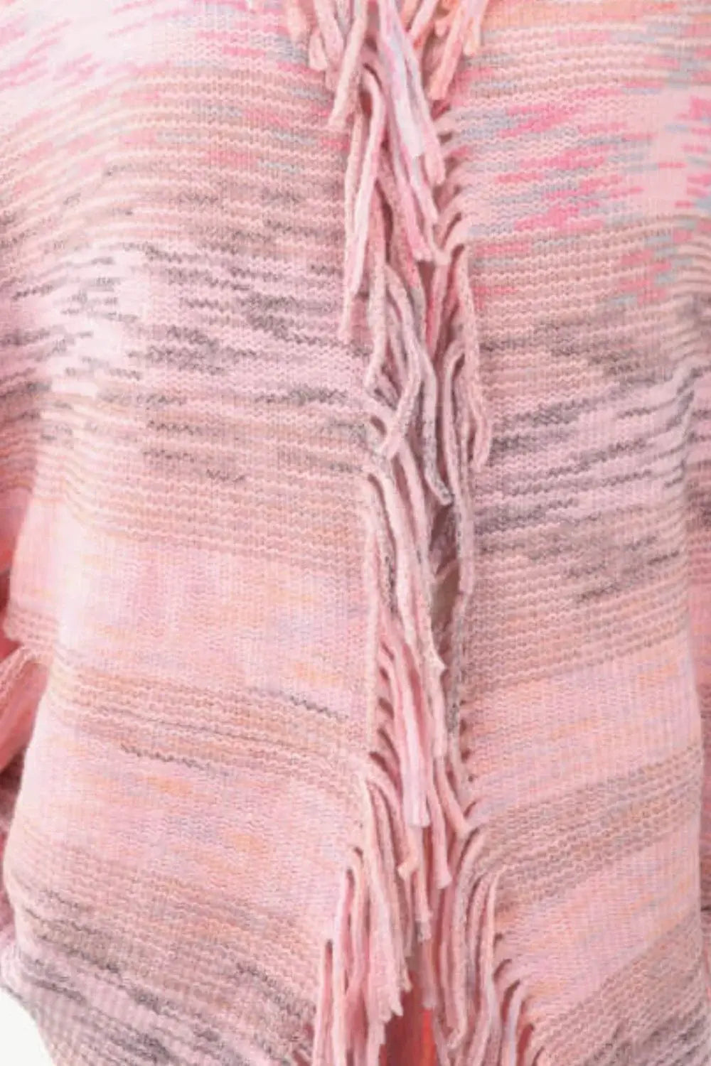 Multicolored Fringe Trim Poncho - Trendsi - Flyclothing LLC