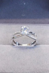 2 Carat Moissanite Crisscross 925 Sterling Silver Ring - Trendsi - Flyclothing LLC