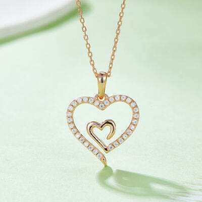 Moissanite 925 Sterling Silver Heart Pendant Necklace - Trendsi - Flyclothing LLC