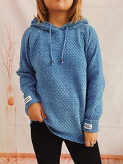 Drawstring Long Sleeve  Hooded Sweater - Trendsi