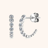 Inlaid Moissanite 925 Sterling Silver C-Hoop Earrings - Trendsi - Flyclothing LLC