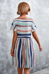 Striped Round Neck Dress - Trendsi - Flyclothing LLC