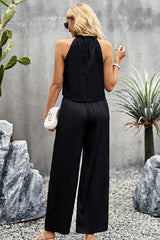 Grecian Neck Sleeveless Pocketed Top and Pants Set - Trendsi