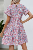 Ditsy Floral Flounce Sleeve Tiered Dress - Trendsi