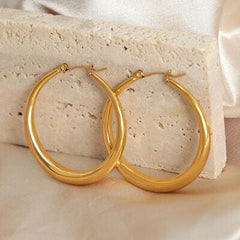 18K Gold-Plated Hoop Earrings - Trendsi