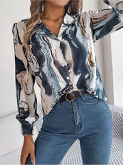 Printed Button Up Long Sleeve Shirt - Trendsi