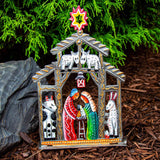 Haitian Metal Drum Tabletop Nativity with Barn Animals - Haitian Artisans - Flyclothing LLC