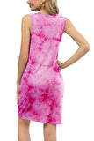 Tie-Dye Twisted Round Neck Sleeveless Dress - Flyclothing LLC