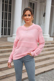 Round Neck Openwork Long Sleeve Pullover Sweater - Trendsi - Flyclothing LLC