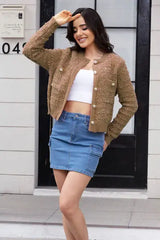 Button Up Round Neck Cardigan - Trendsi - Flyclothing LLC