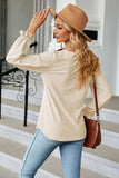 Round Neck Flounce Sleeve Blouse - Trendsi - Flyclothing LLC