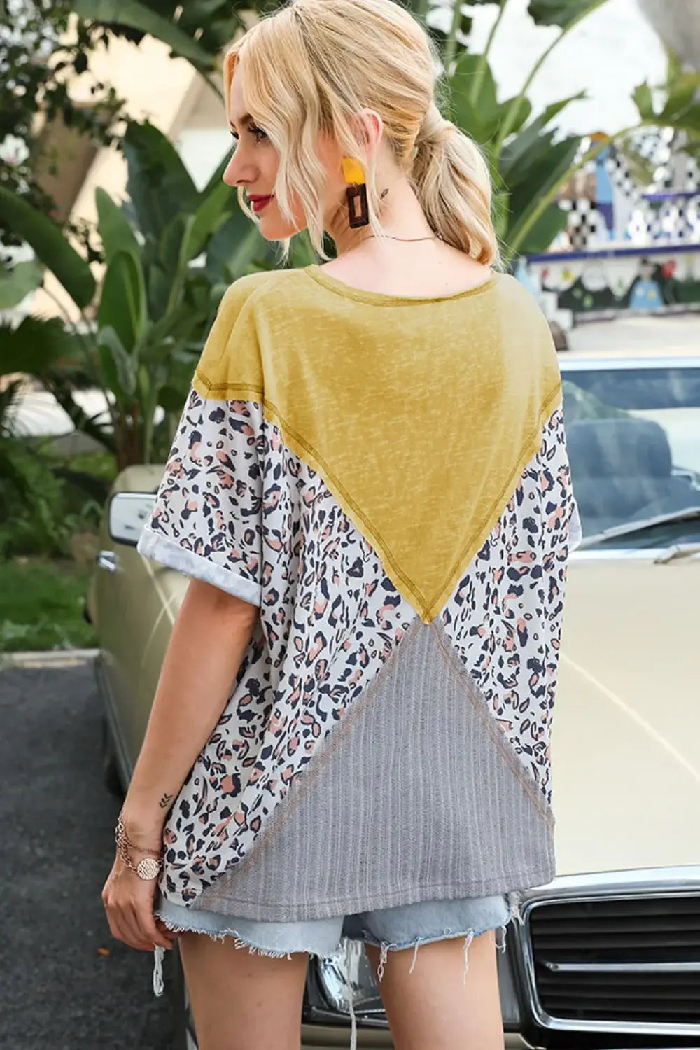 Printed Round Neck Short Sleeve Tee - Trendsi - Flyclothing LLC