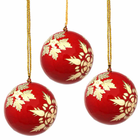 Handpainted Ornaments, Gold Snowflakes - Pack of 3 - Asha Handicrafts