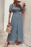 Printed Square Neck Jumpsuit with Pockets - Trendsi