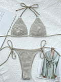 Halter Neck Tie Back Bikini Set - Trendsi