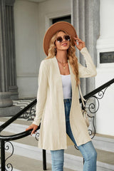 Long Sleeve Open Front Cardigan - Trendsi