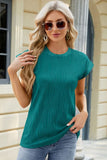 Round Neck Cap Sleeve T-Shirt - Trendsi