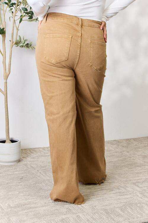 RISEN Full Size Fringe Hem Wide Leg Jeans - Trendsi - Flyclothing LLC