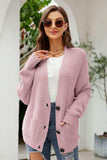 Waffle-Knit Dropped Shoulder Cardigan - Trendsi - Flyclothing LLC