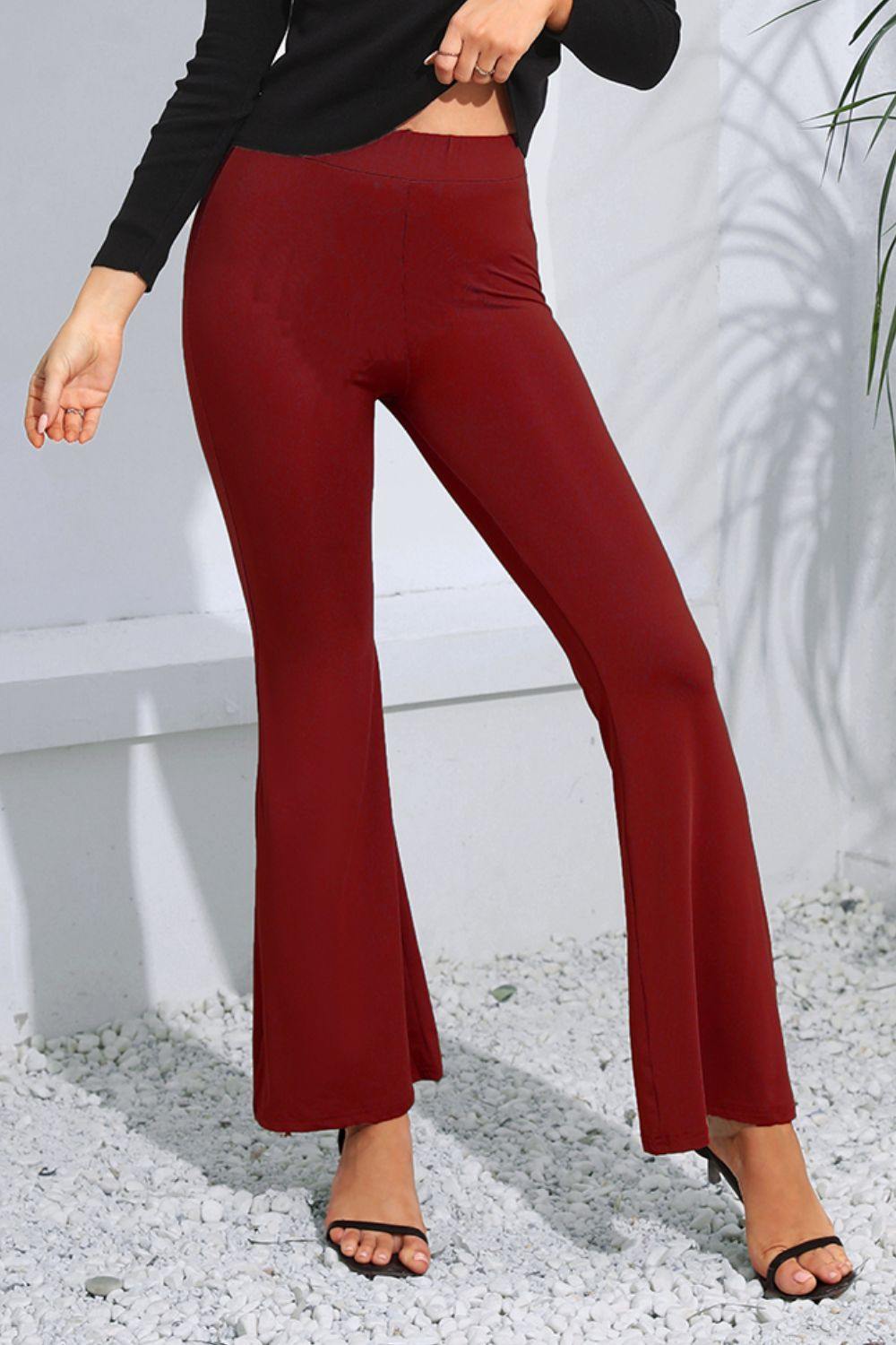 High Waist Long Flare Pants - Trendsi
