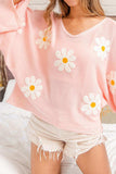 Flower Pattern Long Sleeve Sweater - Trendsi - Flyclothing LLC