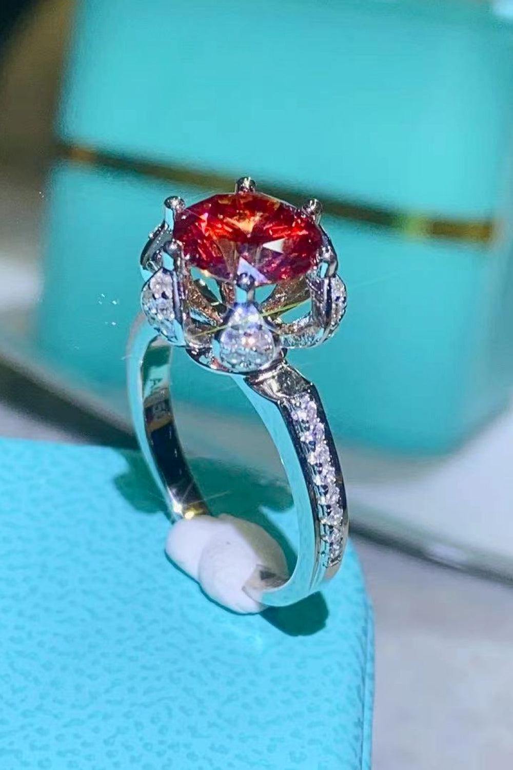 2 Carat Moissanite 6-Prong Ring in Phoenix Fire - Flyclothing LLC