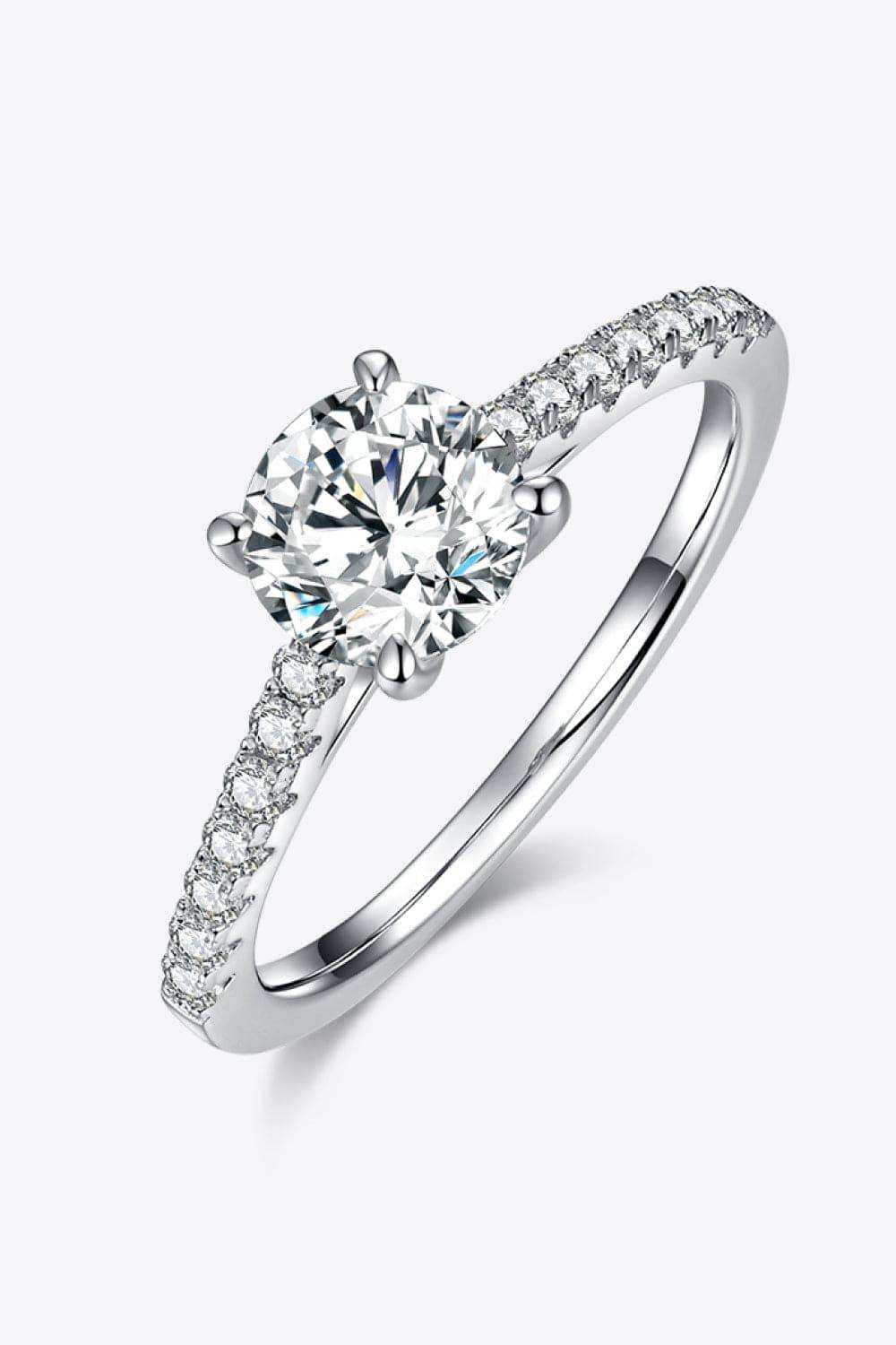 1 Carat Moissanite 925 Sterling Silver Side Stone Ring - Trendsi - Flyclothing LLC