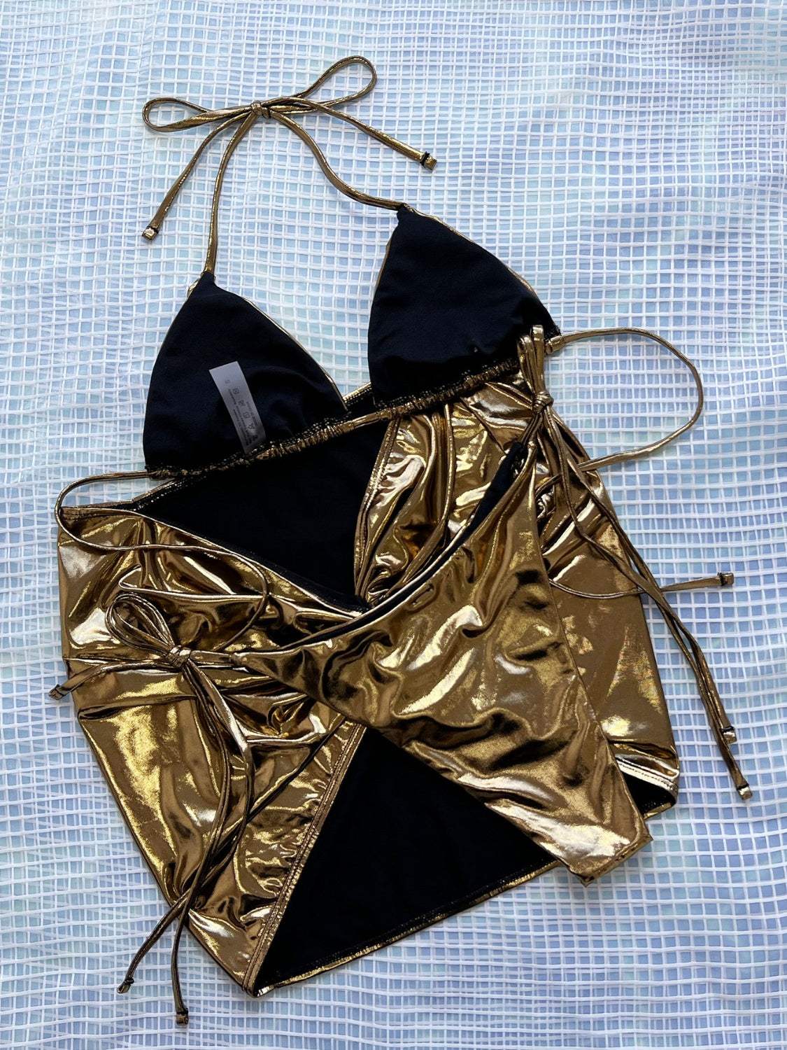 Tied Halter Neck Three-Piece Bikini Set - Trendsi - Flyclothing LLC
