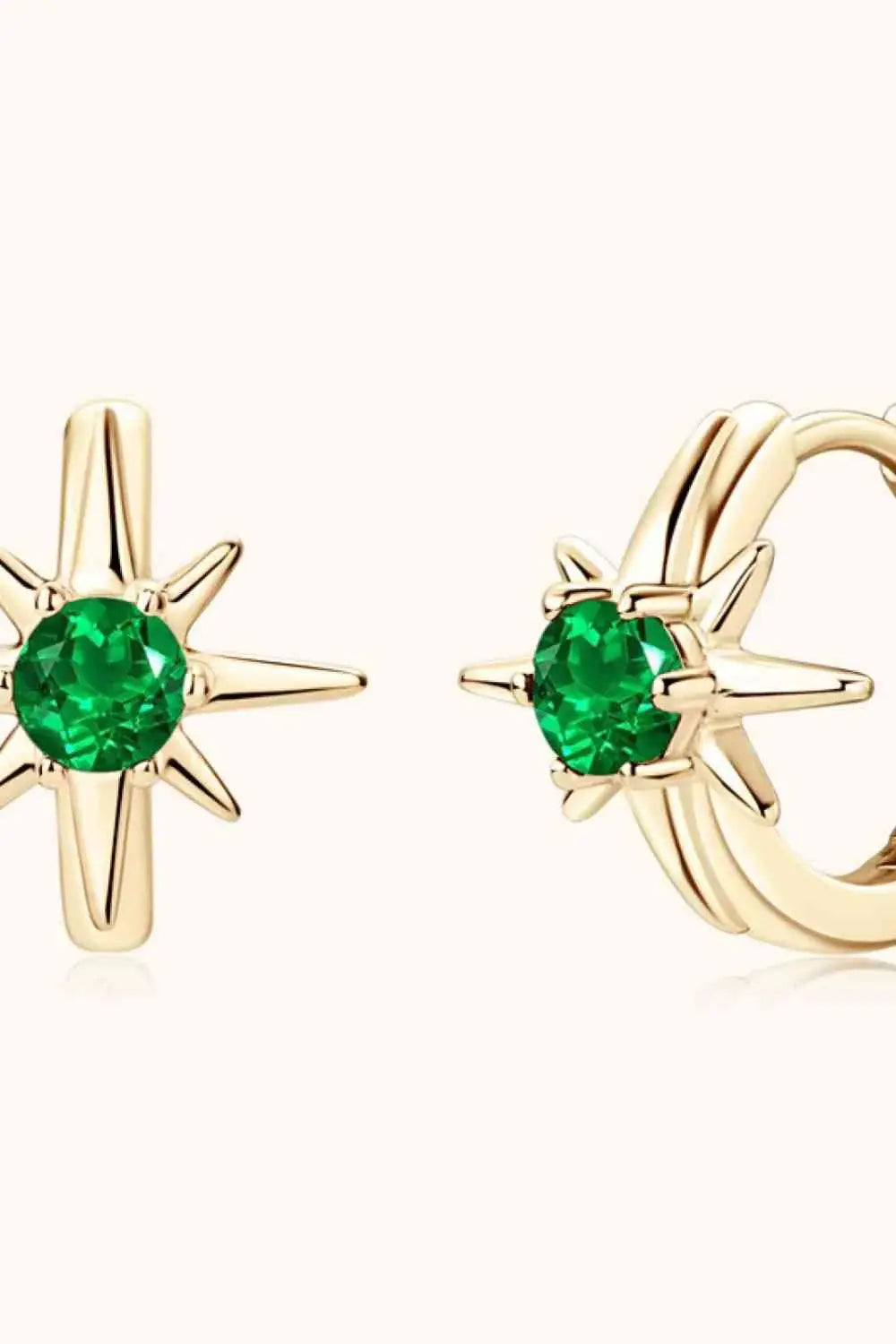 Lab-Grown Emerald Huggie Earrings - Trendsi - Flyclothing LLC