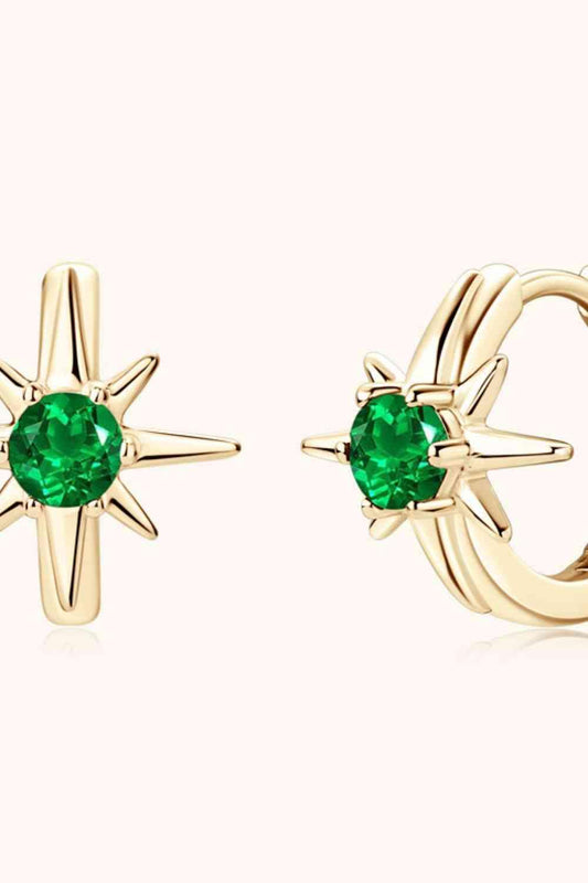 Lab-Grown Emerald Huggie Earrings - Trendsi