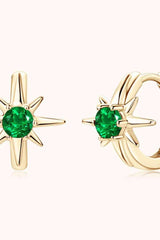 Lab-Grown Emerald Huggie Earrings - Trendsi