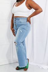 Vibrant MIU Full Size Jess Button Flare Jeans - Trendsi - Flyclothing LLC