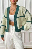 Contrast Open Front Long Sleeve Cardigan - Trendsi - Flyclothing LLC