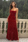 Sequin Backless Split Maxi Dress - Trendsi