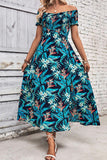 Floral Off-Shoulder Slit Dress - Trendsi