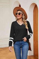 V-Neck Long Sleeve T-Shirt - Trendsi - Flyclothing LLC